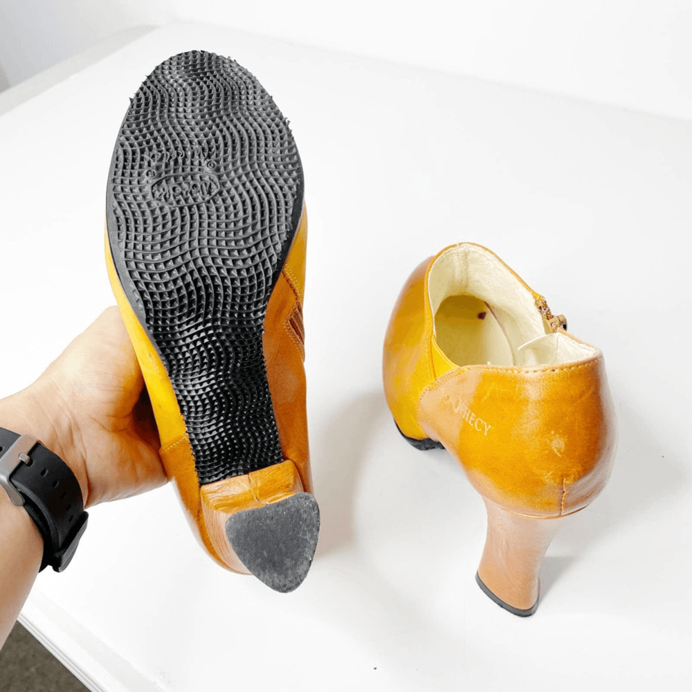 Prophecy Our Secret womens ankle bootie orange leather heeled boot EUR 37 US 7 - Picture 9 of 10